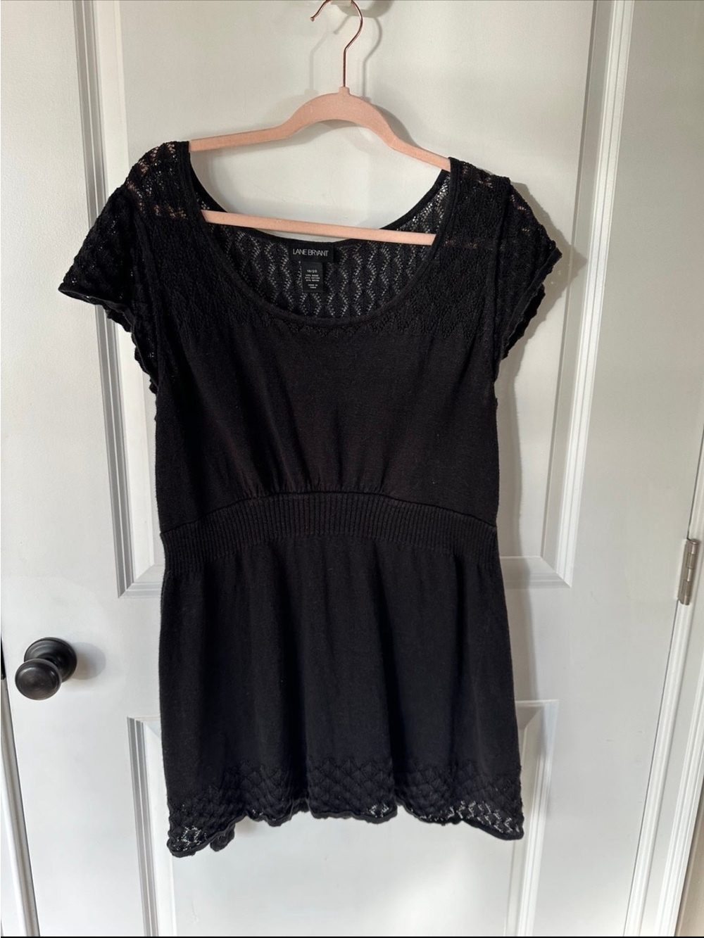 Lane Bryant Black Knit Lace-Trim Tunic 18/20
